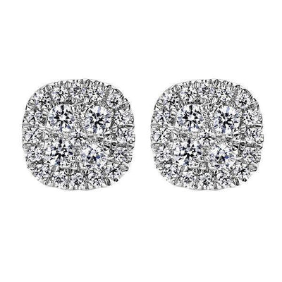 DIAMOND JEWELRY - Cushion Shaped 1/2cttw Diamond Cluster Stud Earrings