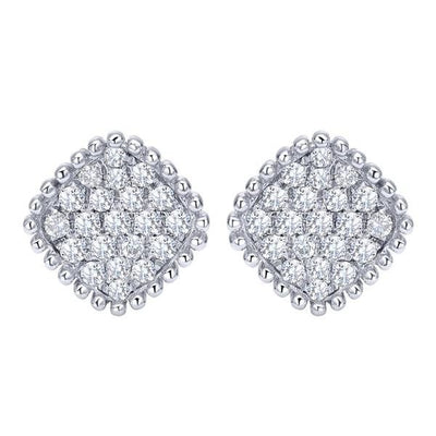 DIAMOND JEWELRY - Cushion Shaped 1/3cttw Diamond Cluster Stud Earrings