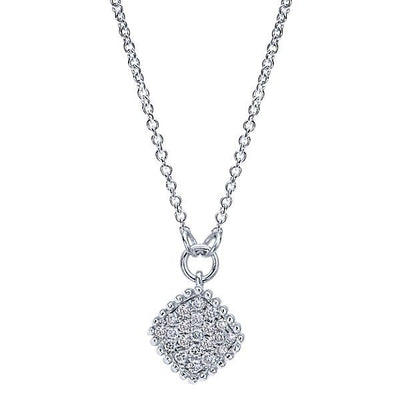 DIAMOND JEWELRY - Cushion Shaped Diamond Cluster Necklace With Pave Set Diamonds