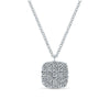 DIAMOND JEWELRY - Cushion Shaped Round Diamond Pave Cluster White Gold Necklace