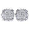 DIAMOND JEWELRY - Diamond Cluster Cushion Shaped Stud Earrings With Rope Detail