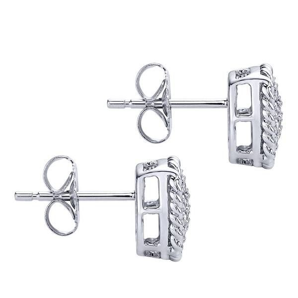 DIAMOND JEWELRY - Diamond Cluster Cushion Shaped Stud Earrings With Rope Detail