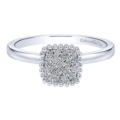 DIAMOND JEWELRY - Diamond Cushion Shaped Cluster Top Ring With 1/6cttw Of Diamonds