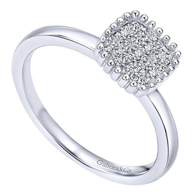 DIAMOND JEWELRY - Diamond Cushion Shaped Cluster Top Ring With 1/6cttw Of Diamonds