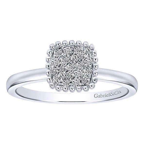 DIAMOND JEWELRY - Diamond Cushion Shaped Cluster Top Ring With 1/6cttw Of Diamonds