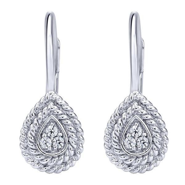 DIAMOND JEWELRY - Diamond Drop Pear Shape Earrings In 14K White Gold