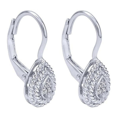 DIAMOND JEWELRY - Diamond Drop Pear Shape Earrings In 14K White Gold