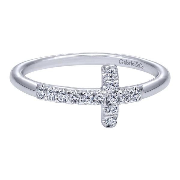 DIAMOND JEWELRY - Diamond Sideways Cross Ring With 1/7cttw Of Diamonds