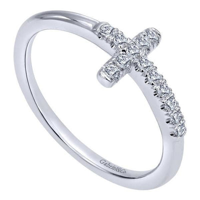 DIAMOND JEWELRY - Diamond Sideways Cross Ring With 1/7cttw Of Diamonds