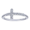 DIAMOND JEWELRY - Diamond Sideways Cross Ring With 1/7cttw Of Diamonds