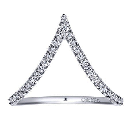 DIAMOND JEWELRY - Diamond V Shape Freeform 1/4ct Fashion Ring With Pave Set Diamonds