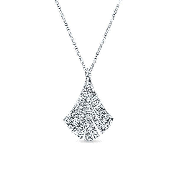 Flowing Chevron Pave Diamond White Gold Necklace