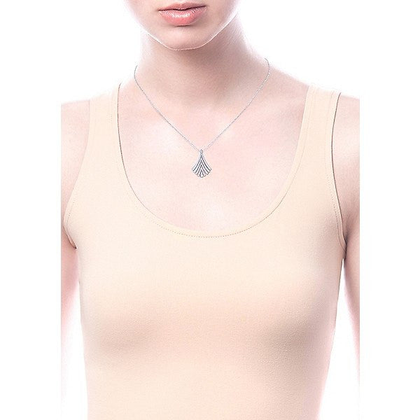 DIAMOND JEWELRY - Flowing Chevron Pave Diamond White Gold Necklace