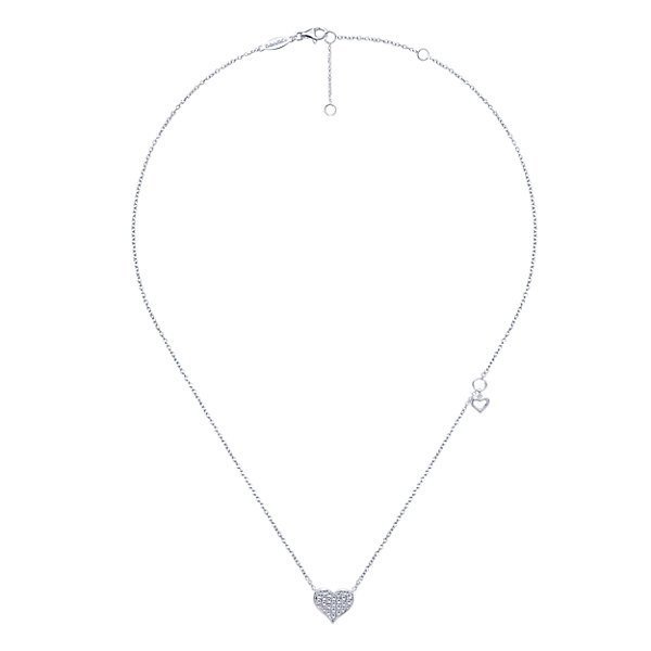 DIAMOND JEWELRY - Pave Diamond Heart Necklace With Heart Shaped Dangle