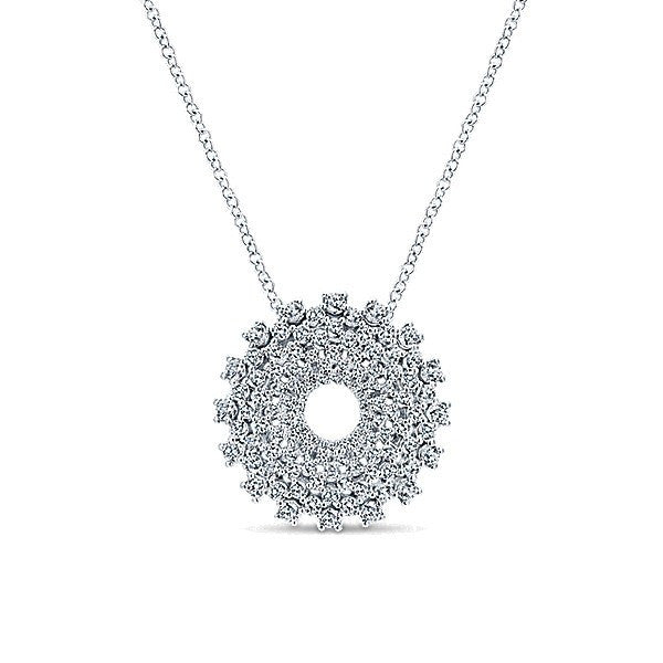 Pave Diamond Signature Wreath Design White Gold Necklace