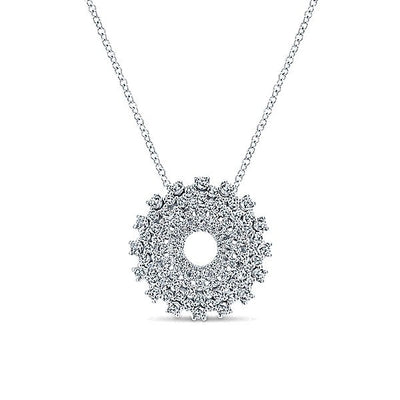 DIAMOND JEWELRY - Pave Diamond Signature Wreath Design White Gold Necklace