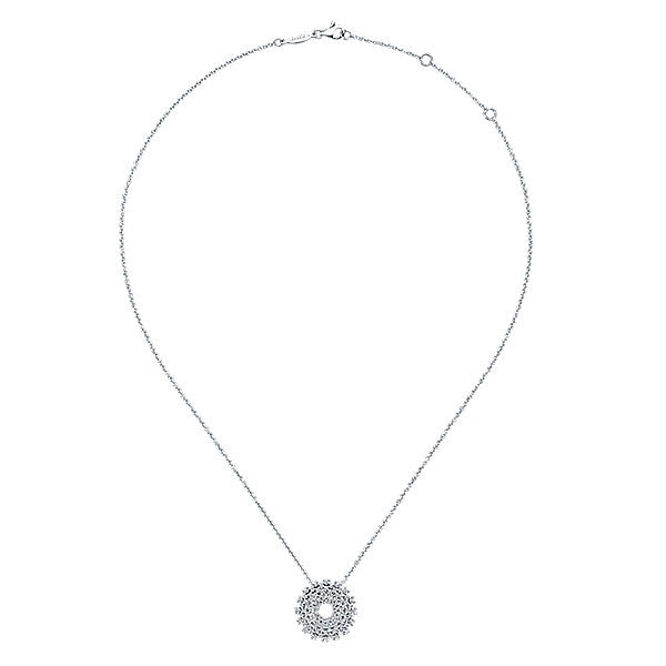 DIAMOND JEWELRY - Pave Diamond Signature Wreath Design White Gold Necklace
