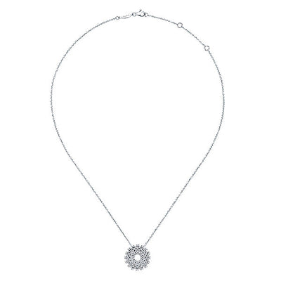 DIAMOND JEWELRY - Pave Diamond Signature Wreath Design White Gold Necklace