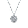 DIAMOND JEWELRY - Round Diamond Pave Disc Circle White Gold Necklace