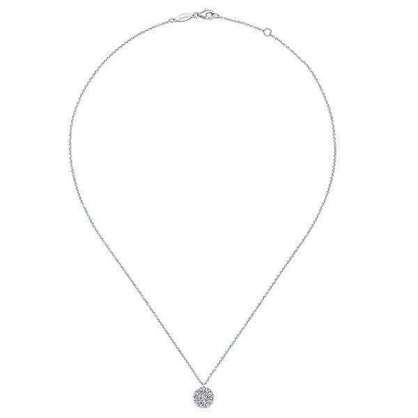 DIAMOND JEWELRY - Round Diamond Pave Disc Circle White Gold Necklace