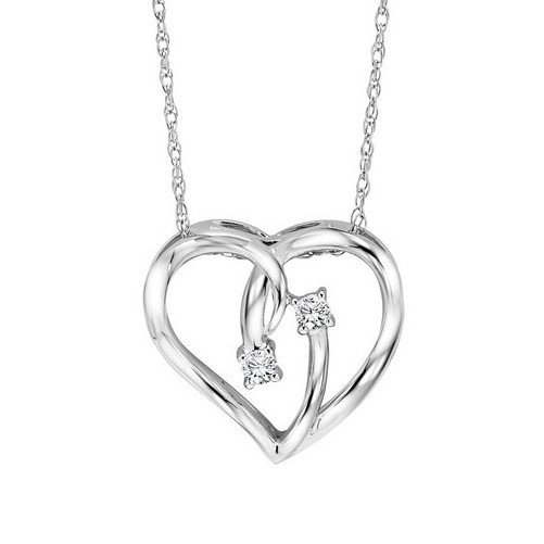DIAMOND JEWELRY - Sterling Silver Twogether Two-Stone Diamond Heart Necklace