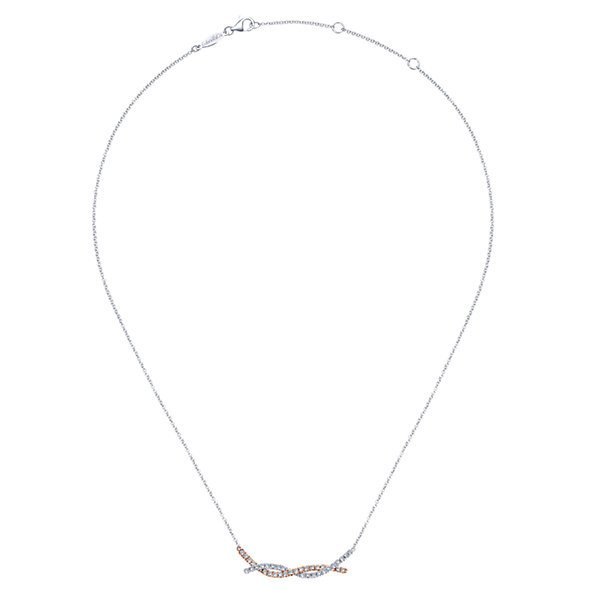 DIAMOND JEWELRY - Two-tone 1/2cttw Twisted Bar Diamond Fashion Necklace