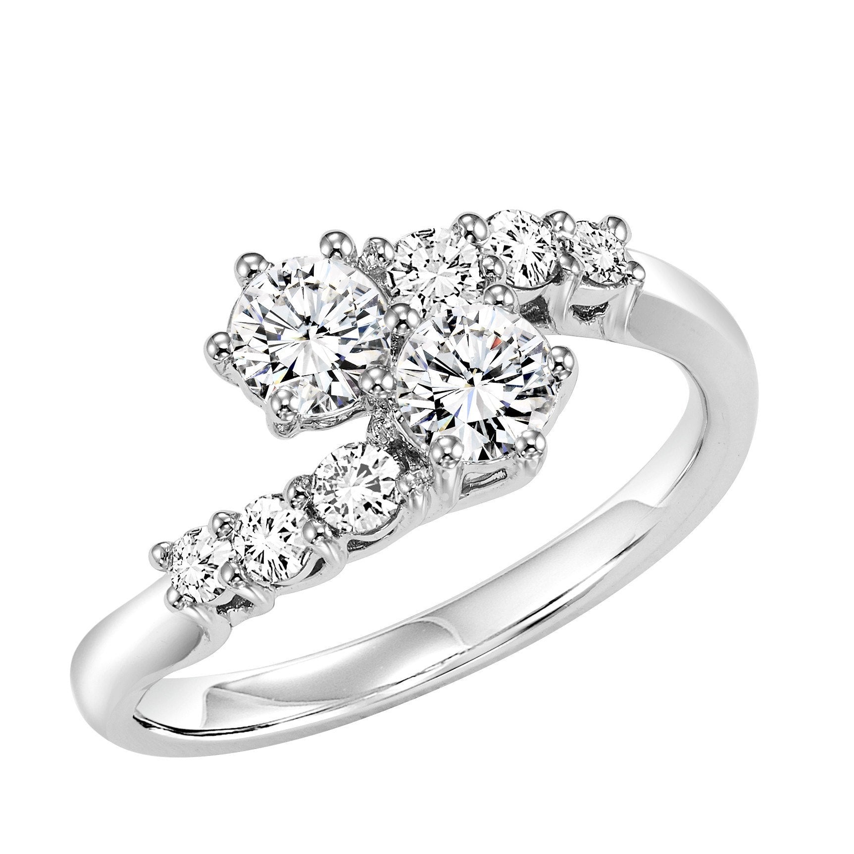 Twogether 2-Stone Bypass Diamond Ring 1/2 Cttw 14K White Gold