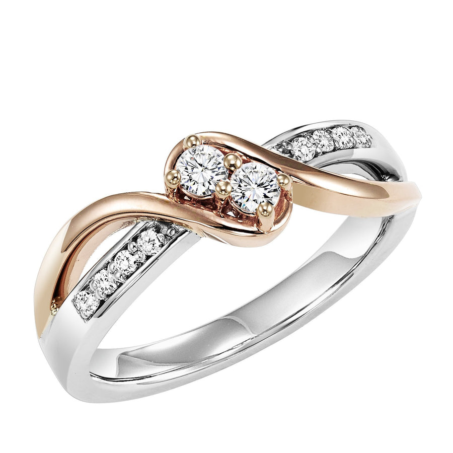 DIAMOND JEWELRY - Twogether 1/4cttw 2-Stone Plus Two-Tone Diamond Ring