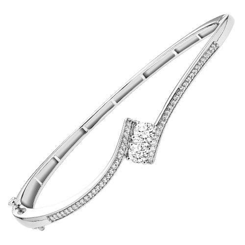 Twogether Bypass Diamond Bangle Bracelet 1/3 Cttw 14K Gold