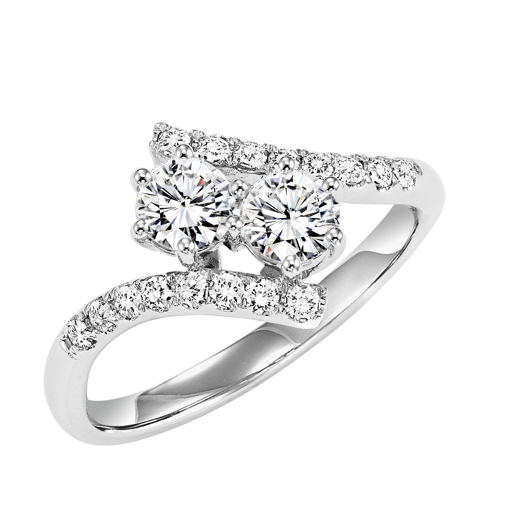 Twogether 2-Stone Bypass Diamond Ring 1 Cttw 14K White Gold