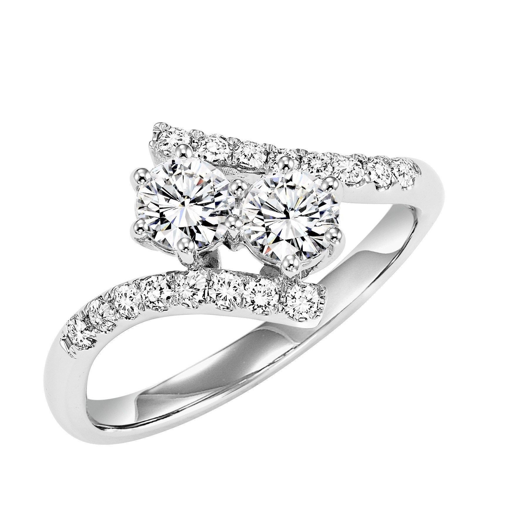Twogether 2-stone Bypass Diamond Ring 3/4 Cttw 14K White Gold Over 10