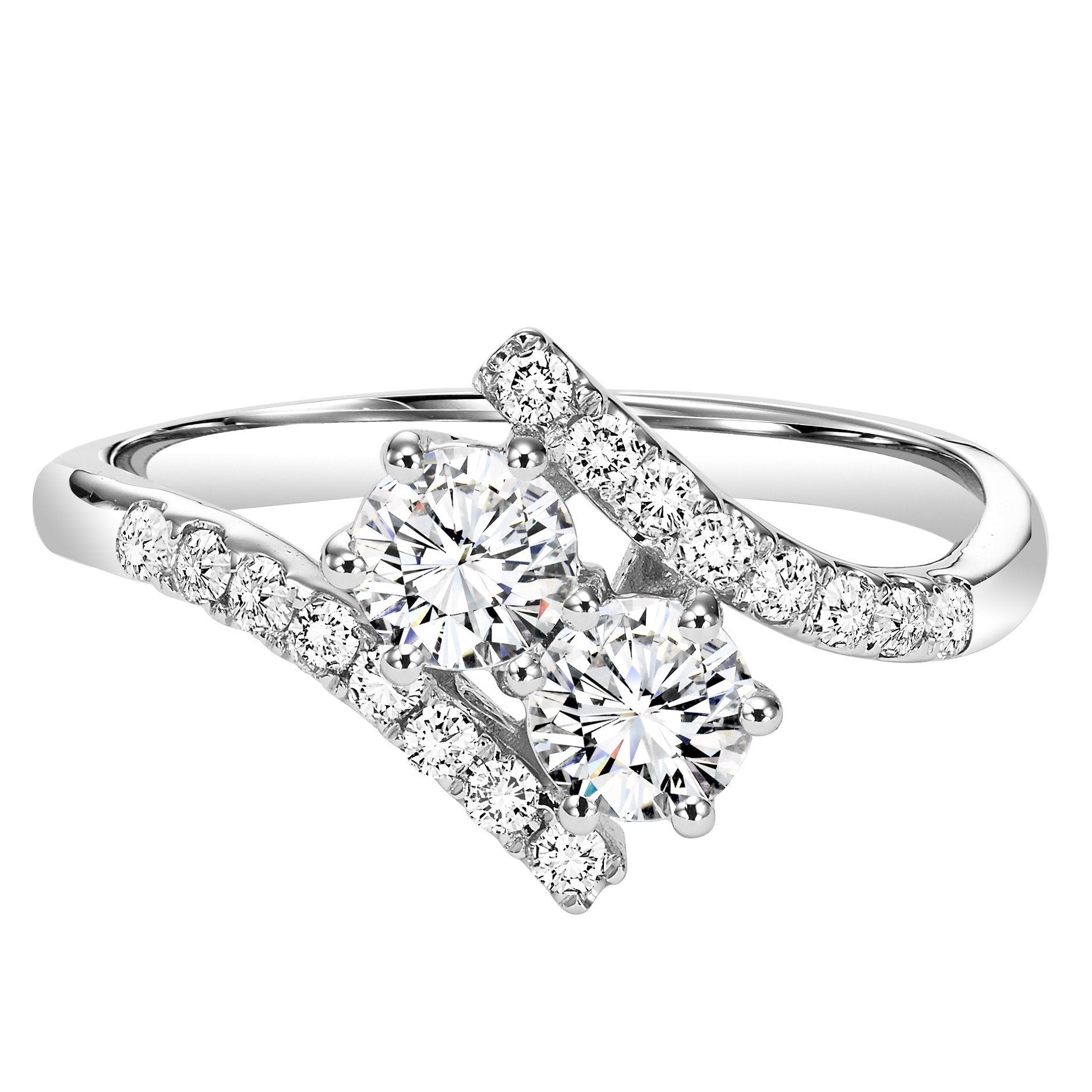 Twogether 2-Stone Bypass Diamond Ring 3/4 Cttw 14K White Gold