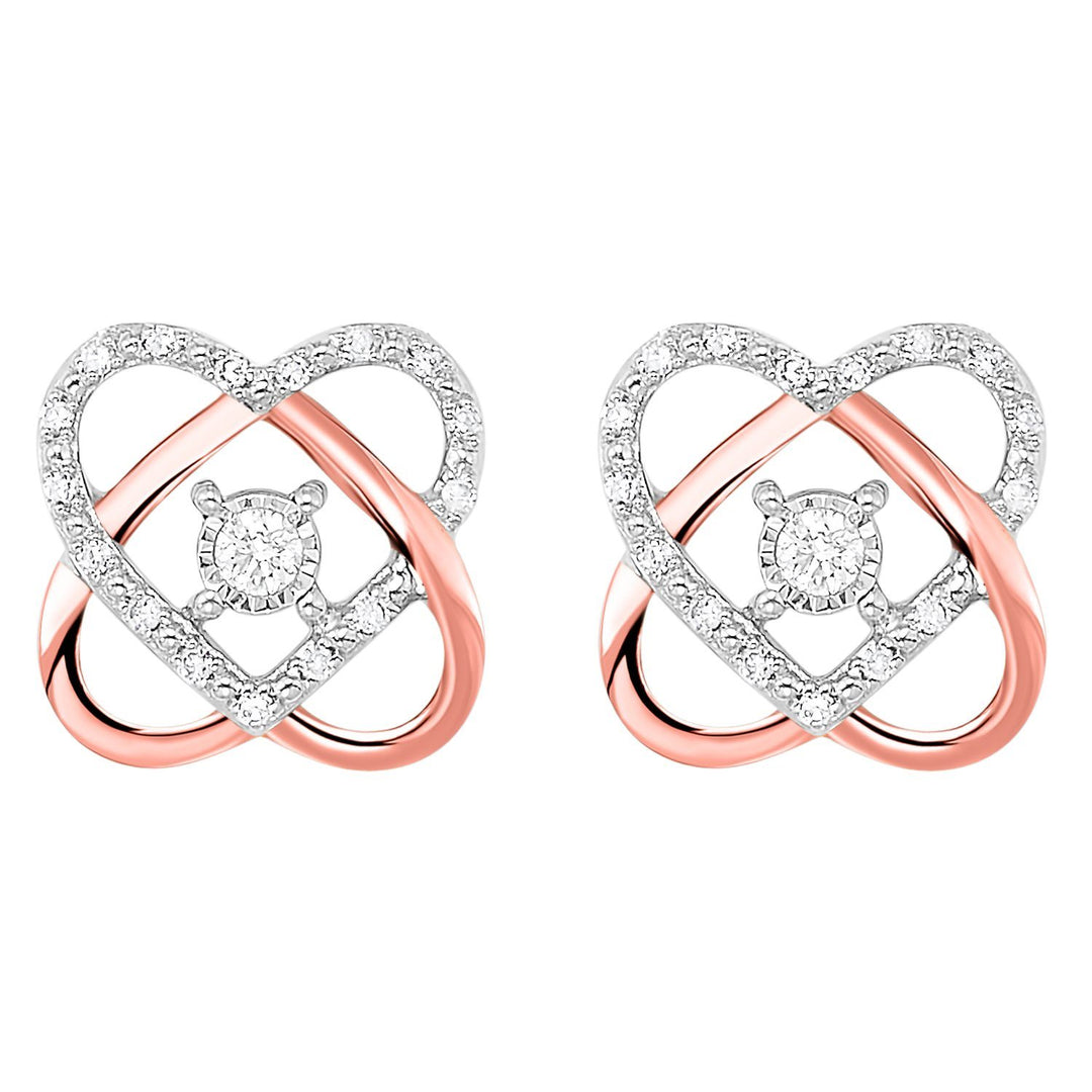 EARRINGS - 10K Love's Crossing Rose And White Gold 1/10cttw Diamond Earrings