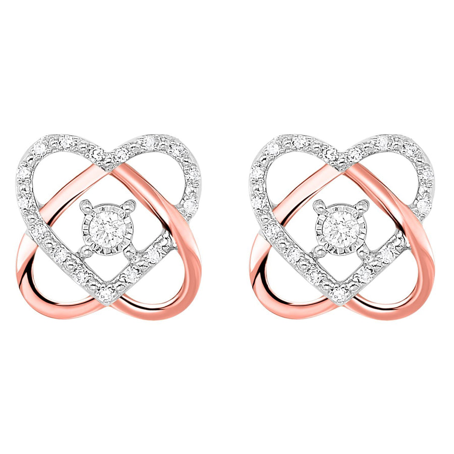 EARRINGS - 10K Love's Crossing Rose And White Gold 1/10cttw Diamond Earrings