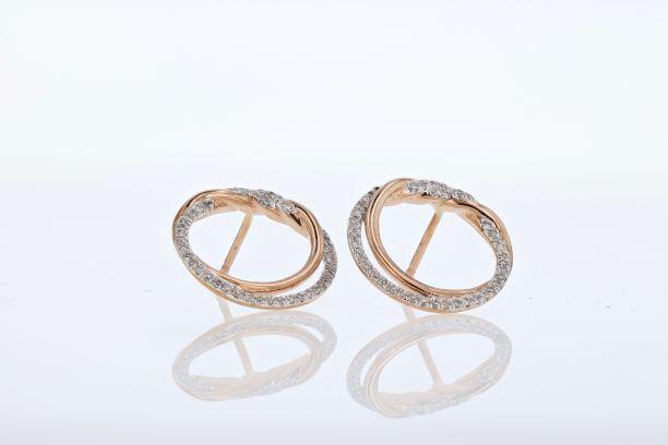 EARRINGS - 10k Rose Gold .25cttw Diamond Double Circle Stud Earrings