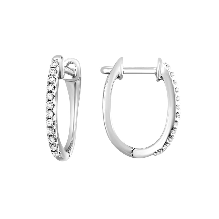 EARRINGS - 10K White Gold 1/10cttw Diamond Huggie Earrings