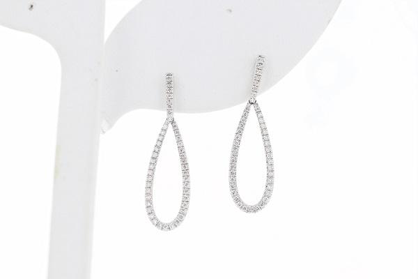 EARRINGS - 10K White Gold .39cttw Diamond Open Tear Drop Dangle Earrings