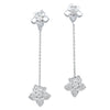 EARRINGS - 10k White Gold Diamond Dangle Flower Earrings