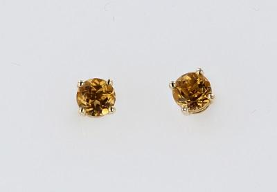 EARRINGS - 10K Yellow Gold 5mm Round Citrine Stud Earrings
