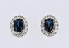 EARRINGS - 14K Oval Blue Sapphire Halo Diamond Stud Earrings