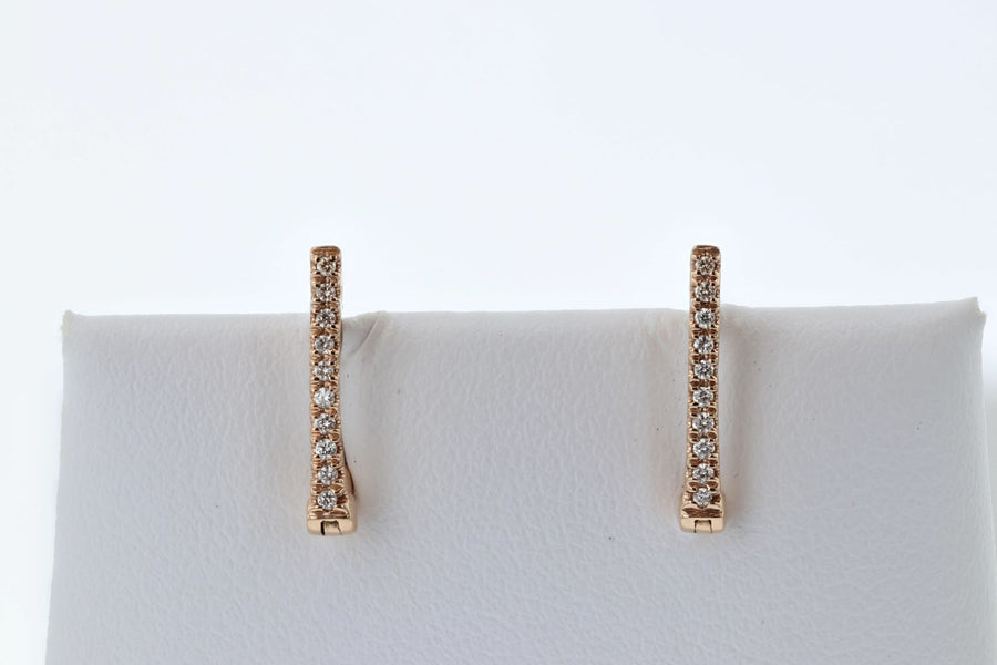 EARRINGS - 14K Rose Gold .10cttw Petite Pave Diamond Triangle Shaped Earrings