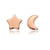 Star And Moon Flat Stud Earrings 8mm 14K Rose Gold