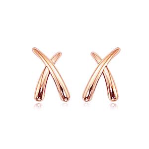 EARRINGS - 14K Rose Gold X Style Stud Earrings