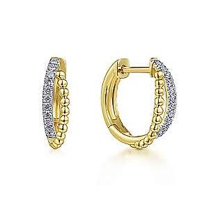 2-Tone Diamond Huggie Earrings 14K Gold | Mullen Jewelers