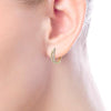 2-Tone Diamond Huggie Earrings 14K Gold | Mullen Jewelers