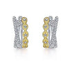 2-Tone Multi Diamond Huggie Hoop Earrings 14K Gold