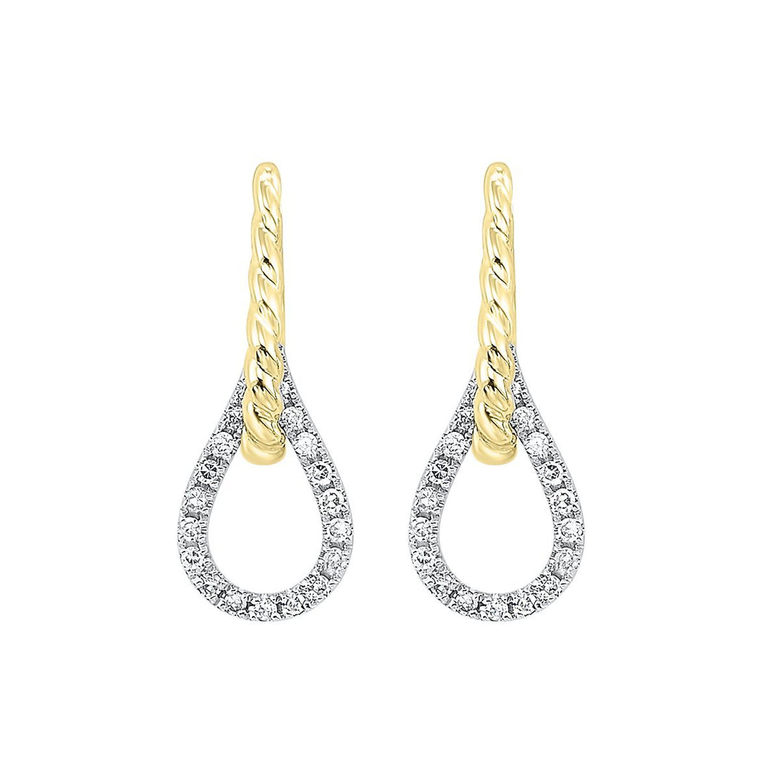 2-Tone Love's Crossing Diamond Drop Earrings 1/10 Cttw 14K