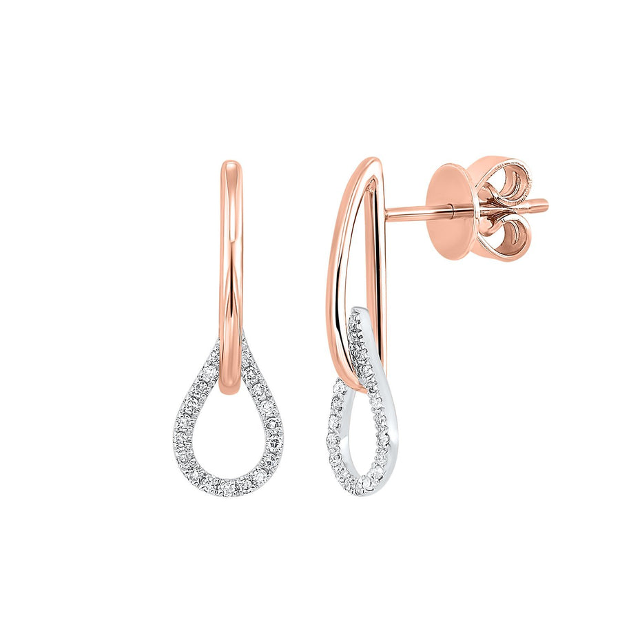 EARRINGS - 14k White And Rose Gold .10cttw Diamond Pear Shape Drop Earrings