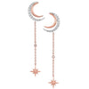 EARRINGS - 14k White And Rose Gold .14cttw Diamond Moon And Star Drop Earrings