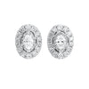 Oval Diamond Cluster Stud Earrings 1/2 Cttw 14K White Gold